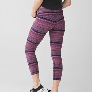 Lululemon Wunder Under Crop III Space Dye Twist Naval Blue Very Light Flare